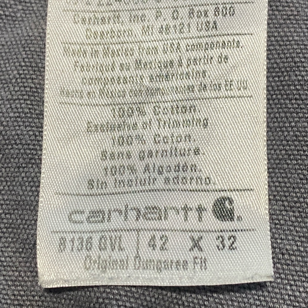 Carhartt B136 Double Knee Work Pants Gray 42x32 Distressed Workwear - Picture 12 of 16